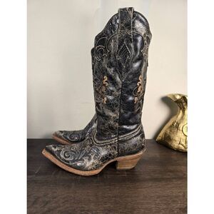 Corral Vintage Women's Black Boots Western Snip-Toe Cowboy Boot Size 6.5